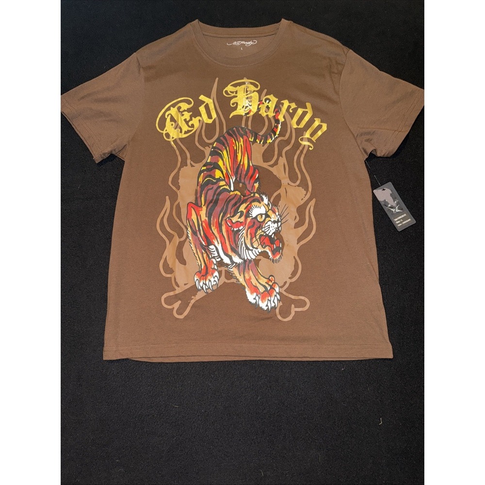 Ed Hardy Fire And Tiger Short sleeve T-shirt Men's Large NWT